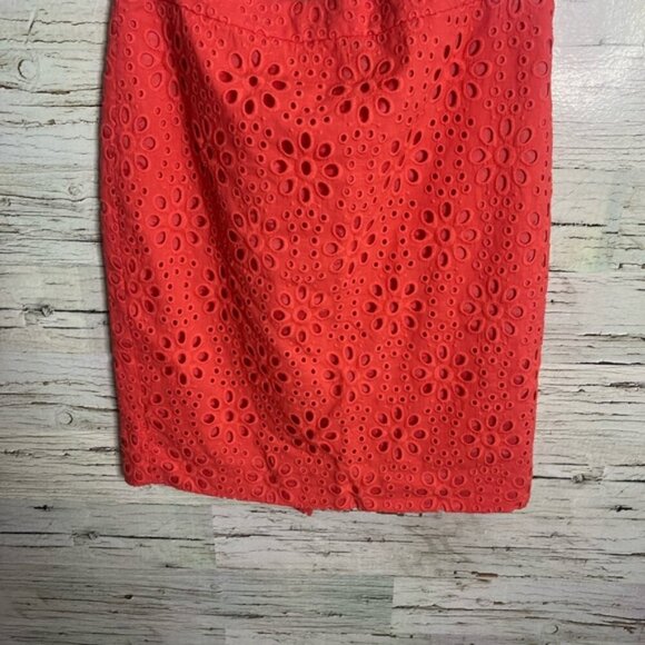 J. Crew Coral Eyelet Pencil Skirt - Picture 5 of 6
